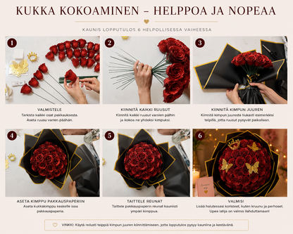 Ikuinen Ruusukimppu Kultaisilla Perhosilla