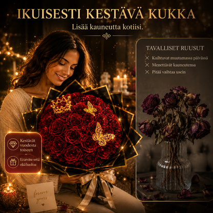 Ikuinen Ruusukimppu Kultaisilla Perhosilla